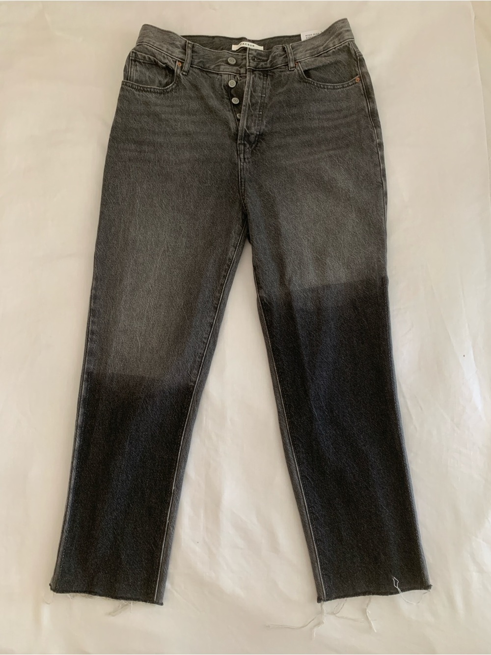 NWOT PacSun High Rise Straight Jeans Size 29 Gray Black Ombre Raw Hem